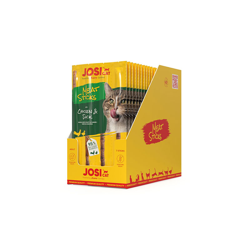 4032254780366_Katze_JosiCat_MeatSticks_Chicken_Duck_20x33g_sideview-right JosiCat mesni štapići s piletinom i patkom, veliko pakiranje