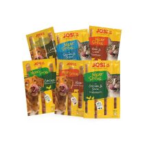 Josi_Sticks_Composing Istraži još Josi okusa mesnih štapića za pse i mačke. JosiDog meat sticks od janjetine, piletine i govedine. JosiCat meat sticks štapići s janjetinom i govedinom, lososom i pastrvom ili piletinom i patkom. Ušteda na većem pakiranju
